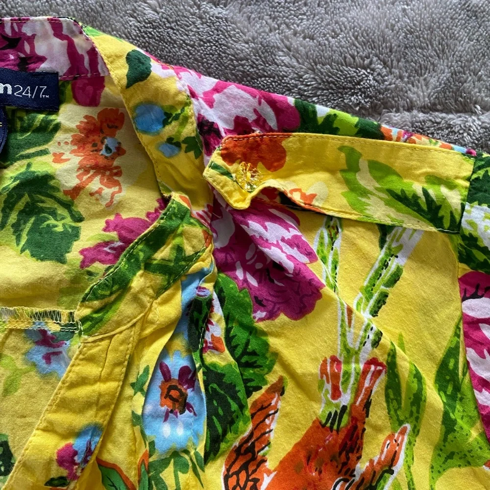 Denim 24/7 Floral Yellow Button-Up Shirt (955) - Picture 8 of 9